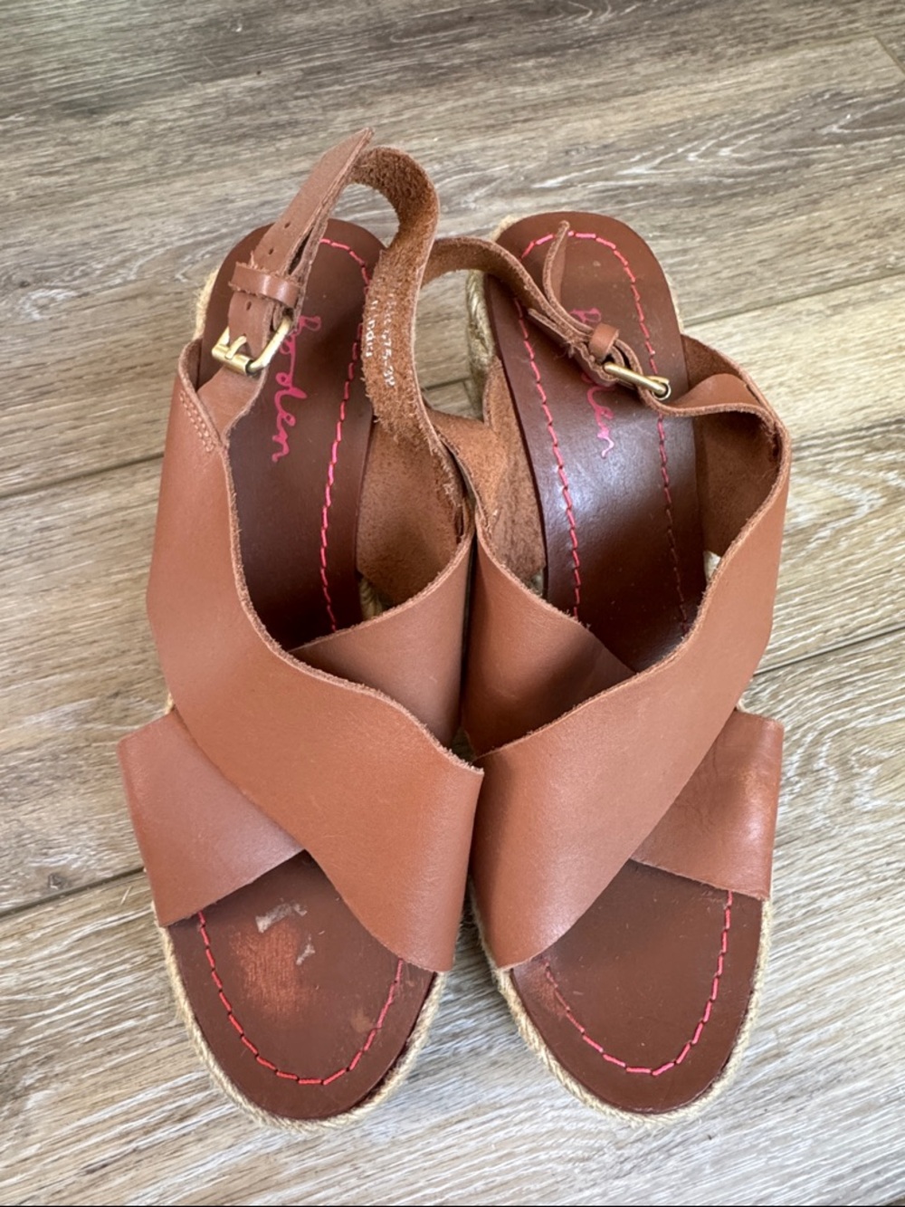 Boden Brown Leather Crisscross Slingback Sandals Sz 38